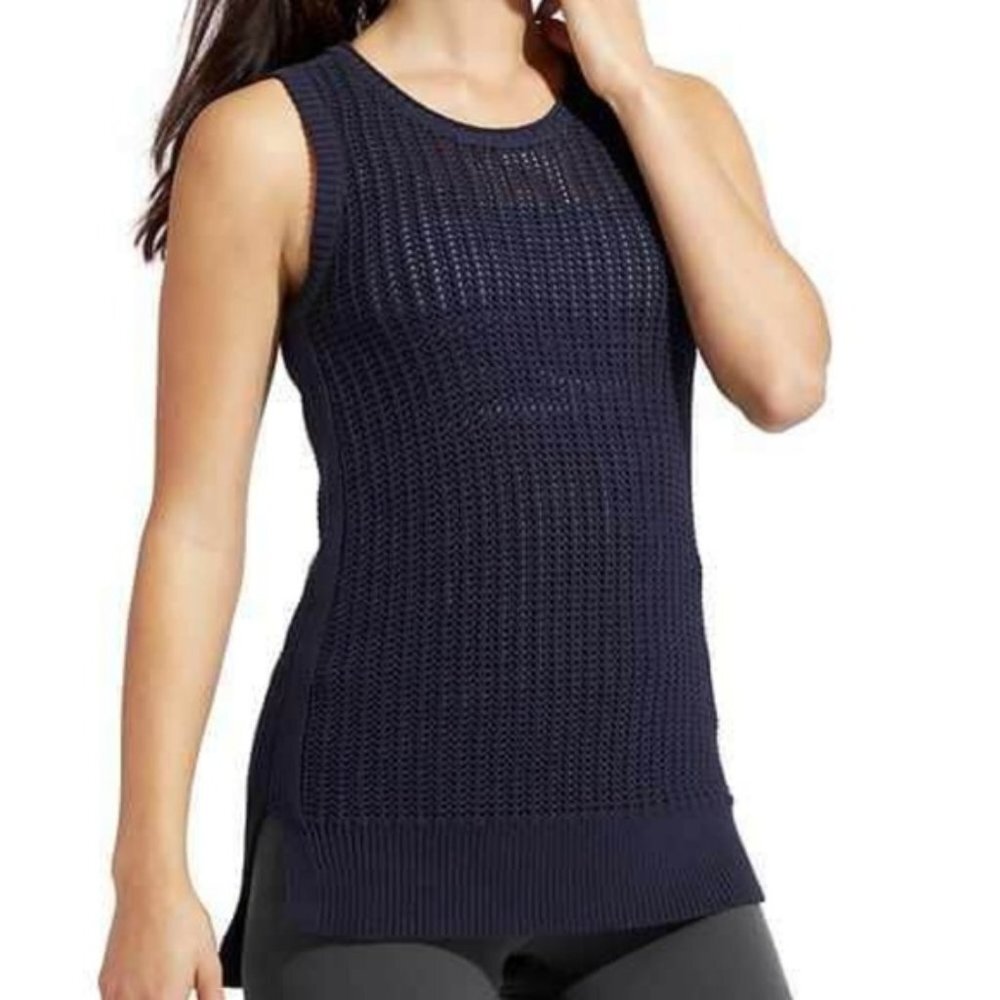Athleta Amity Vest Navy Sleeveless Knit Sweater S